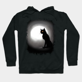 Mysterious black cat full moon indark atmosphere in a scary cemetery Hoodie